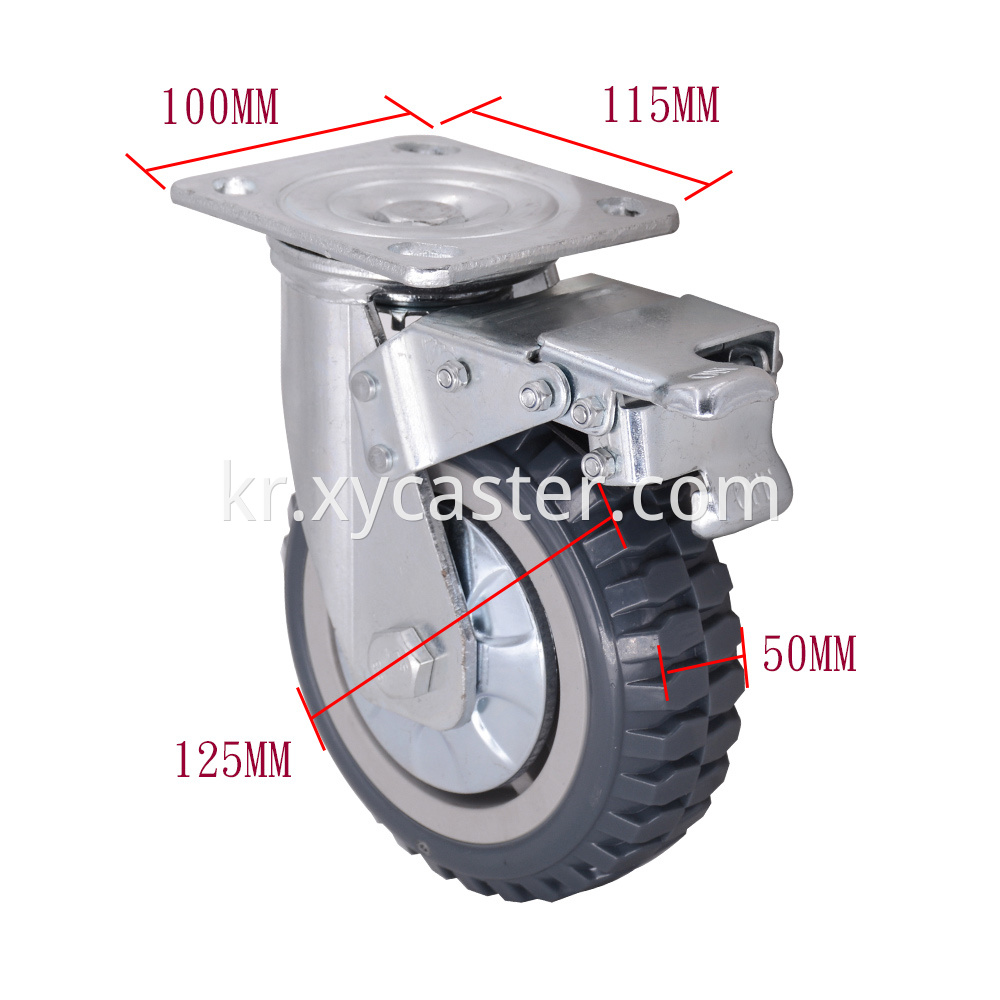 5 Inch Grey Pvc Brake Caster